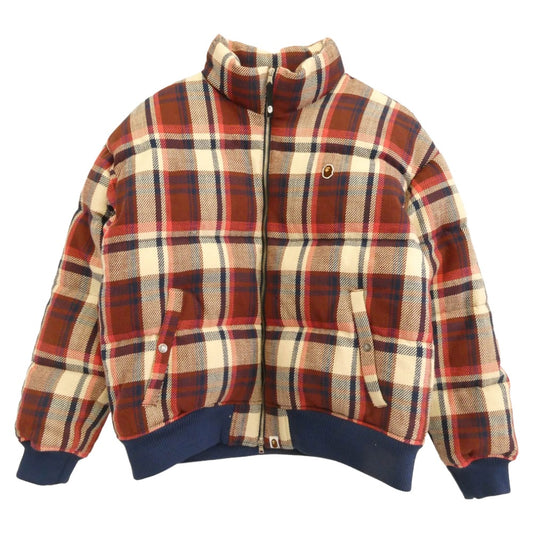 A BATHING APE アベイシングエイプ 001DNJ801008M ラブジェネチェック CHECK DOWN JACKET 総柄 ジップアップ ダウン ジャケット マルチカラー系 XL【中古】