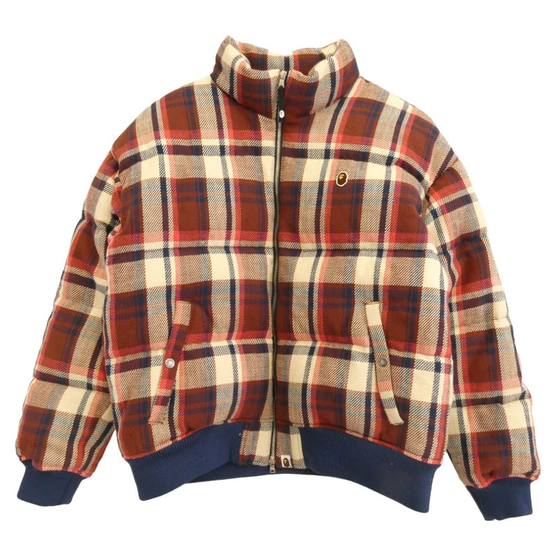 A BATHING APE アベイシングエイプ 001DNJ801008M ラブジェネチェック CHECK DOWN JACKET 総柄 ジップアップ ダウン ジャケット マルチカラー系 XL【中古】