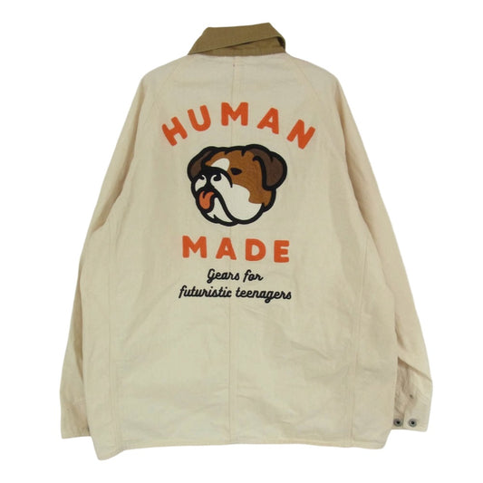 HUMAN MADE ヒューマンメイド 刺繍 カバーオール ジャケット オフホワイト系 L【中古】