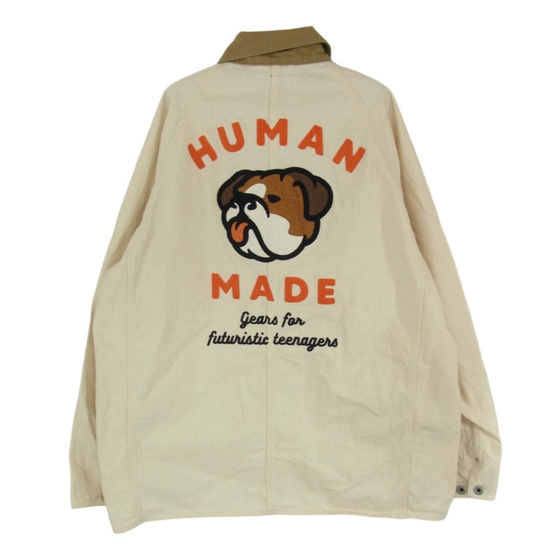 HUMAN MADE ヒューマンメイド 刺繍 カバーオール ジャケット オフホワイト系 L【中古】