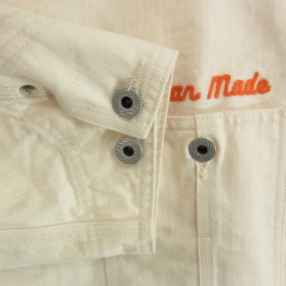 HUMAN MADE ヒューマンメイド 刺繍 カバーオール ジャケット オフホワイト系 L【中古】