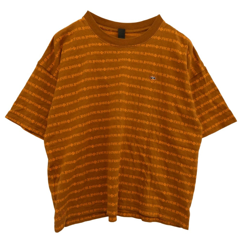 CHROME HEARTS クロムハーツ（原本無） × MATTY BOY Y NOT STRIPE CROSS TEE マッティボーイ ワイノット ボーダー ロゴ チョンパー刺繍 半袖 Tシャツ カットソー オレンジ系 M【中古】