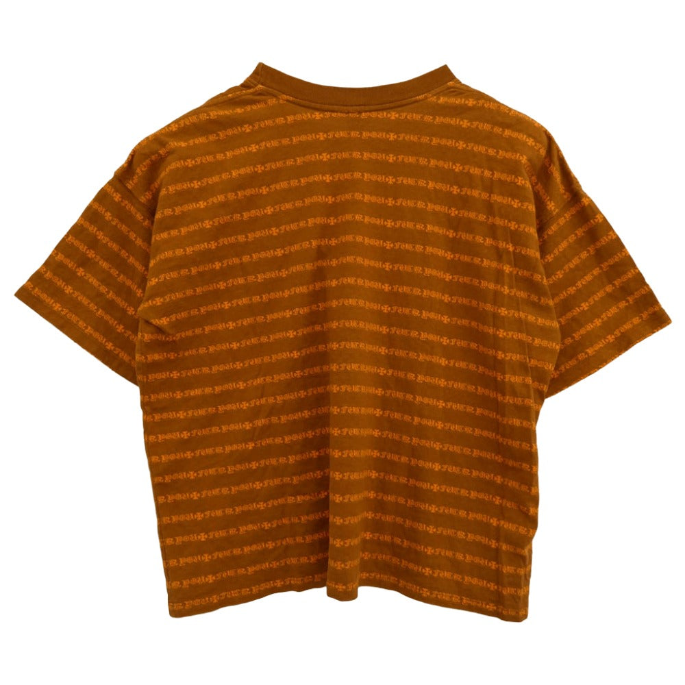 CHROME HEARTS クロムハーツ（原本無） × MATTY BOY Y NOT STRIPE CROSS TEE マッティボーイ ワイノット ボーダー ロゴ チョンパー刺繍 半袖 Tシャツ カットソー オレンジ系 M【中古】