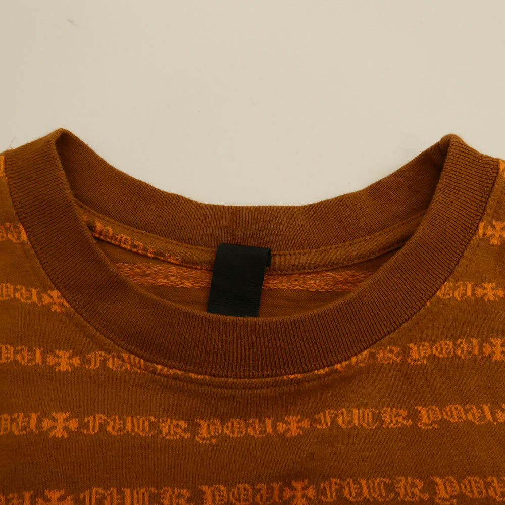 CHROME HEARTS クロムハーツ（原本無） × MATTY BOY Y NOT STRIPE CROSS TEE マッティボーイ ワイノット ボーダー ロゴ チョンパー刺繍 半袖 Tシャツ カットソー オレンジ系 M【中古】