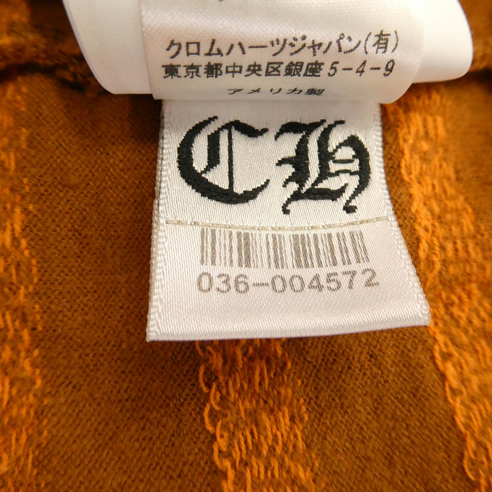 CHROME HEARTS クロムハーツ（原本無） × MATTY BOY Y NOT STRIPE CROSS TEE マッティボーイ ワイノット ボーダー ロゴ チョンパー刺繍 半袖 Tシャツ カットソー オレンジ系 M【中古】