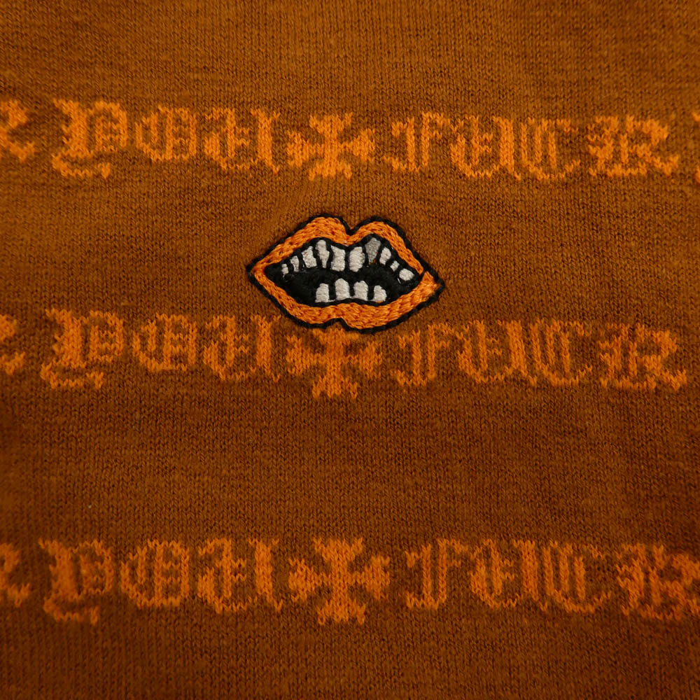 CHROME HEARTS クロムハーツ（原本無） × MATTY BOY Y NOT STRIPE CROSS TEE マッティボーイ ワイノット ボーダー ロゴ チョンパー刺繍 半袖 Tシャツ カットソー オレンジ系 M【中古】