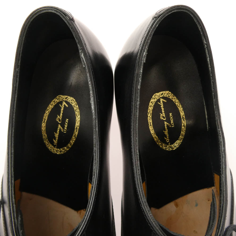 アンソニー クレバリー CV009 英国製 NAKAGAWA パンチドキャップトゥ ドレスシューズ 革靴 オリジナルシューキーパー付属 ブラック系 9【極上美品】【中古】