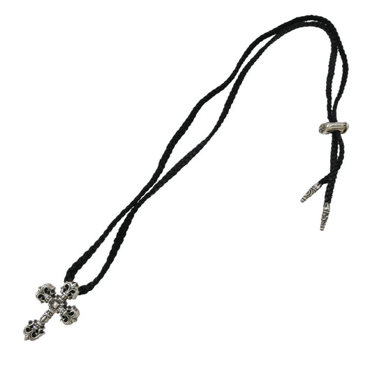 CHROME HEARTS クロムハーツ（原本無） FILIG CROSS-XSM LB LACESTPPRV1 フィリグリークロス XS レースストッパー レザーブレイド シルバー ネックレス シルバー系 ブラック系【中古】
