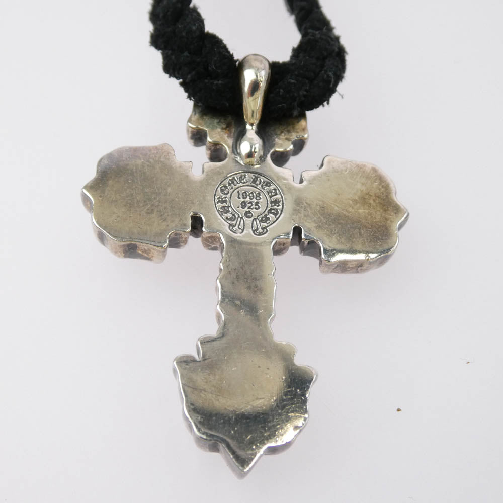 CHROME HEARTS クロムハーツ（原本無） FILIG CROSS-XSM LB LACESTPPRV1 フィリグリークロス XS レースストッパー レザーブレイド シルバー ネックレス シルバー系 ブラック系【中古】