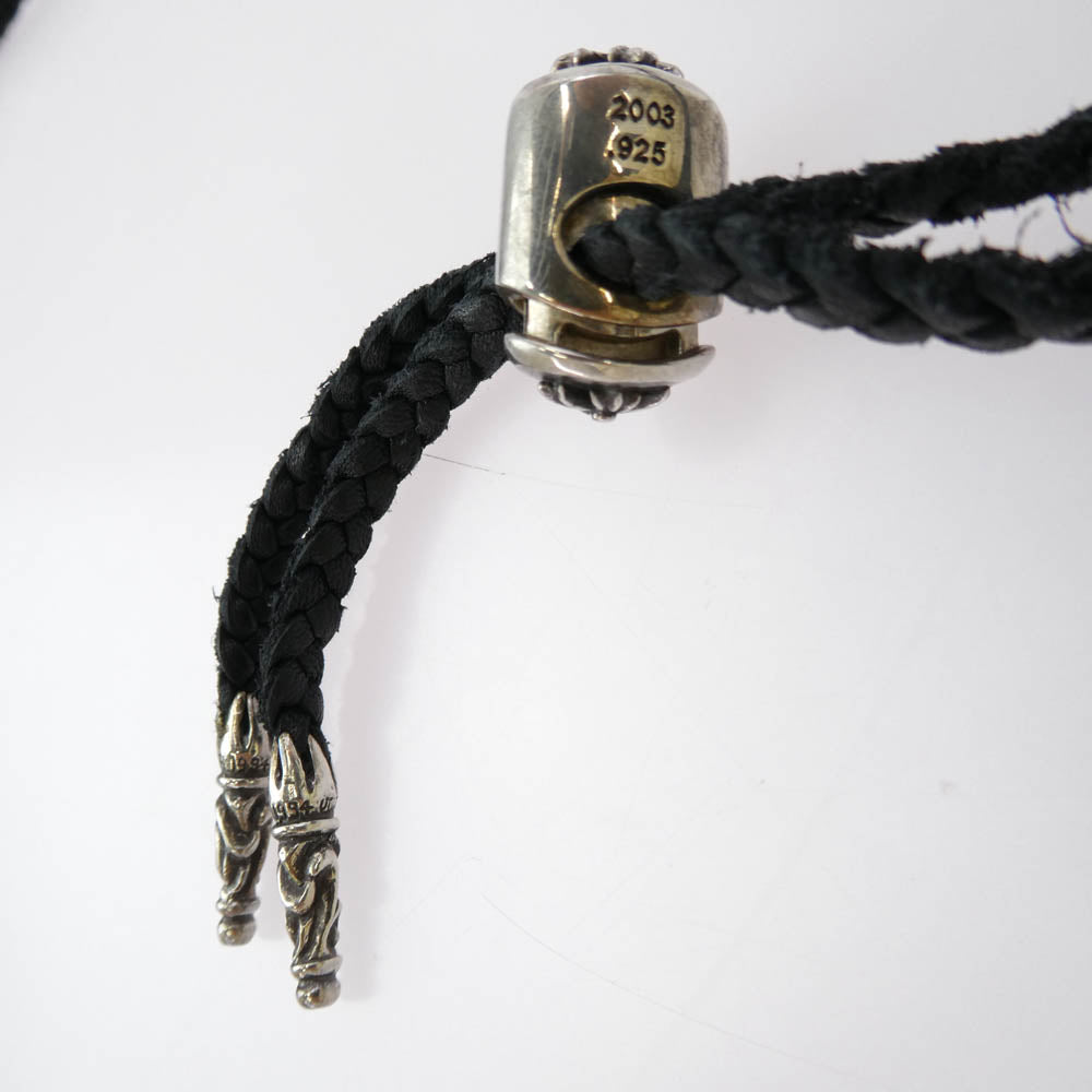 CHROME HEARTS クロムハーツ（原本無） FILIG CROSS-XSM LB LACESTPPRV1 フィリグリークロス XS レースストッパー レザーブレイド シルバー ネックレス シルバー系 ブラック系【中古】