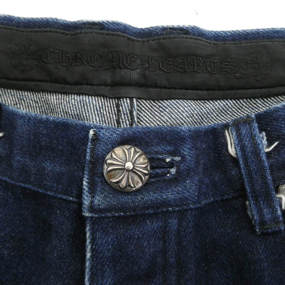 CHROME HEARTS クロムハーツ（原本無） DNM PANTS CRS BTN クロスボール ボタン ヘビーオンス デニムパンツ ジーンズ W34 インディゴブルー系 34【中古】