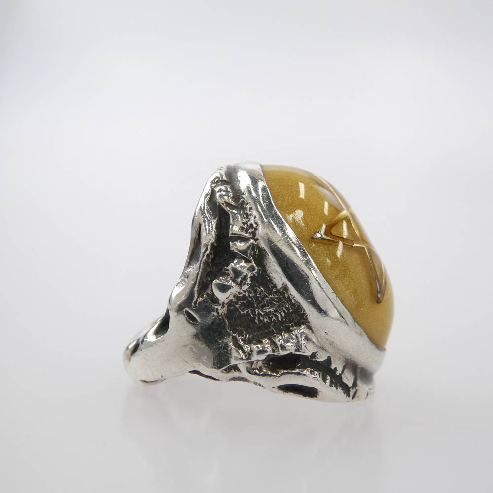 ALEX STREETER アレックスストリーター Angel Heart Ring エンジェルハート リング シルバー系 イエロー系 12号【中古】
