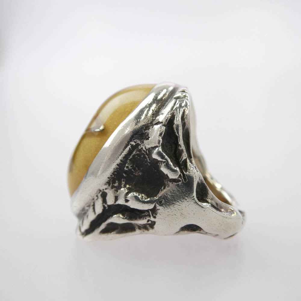ALEX STREETER アレックスストリーター Angel Heart Ring エンジェルハート リング シルバー系 イエロー系 12号【中古】