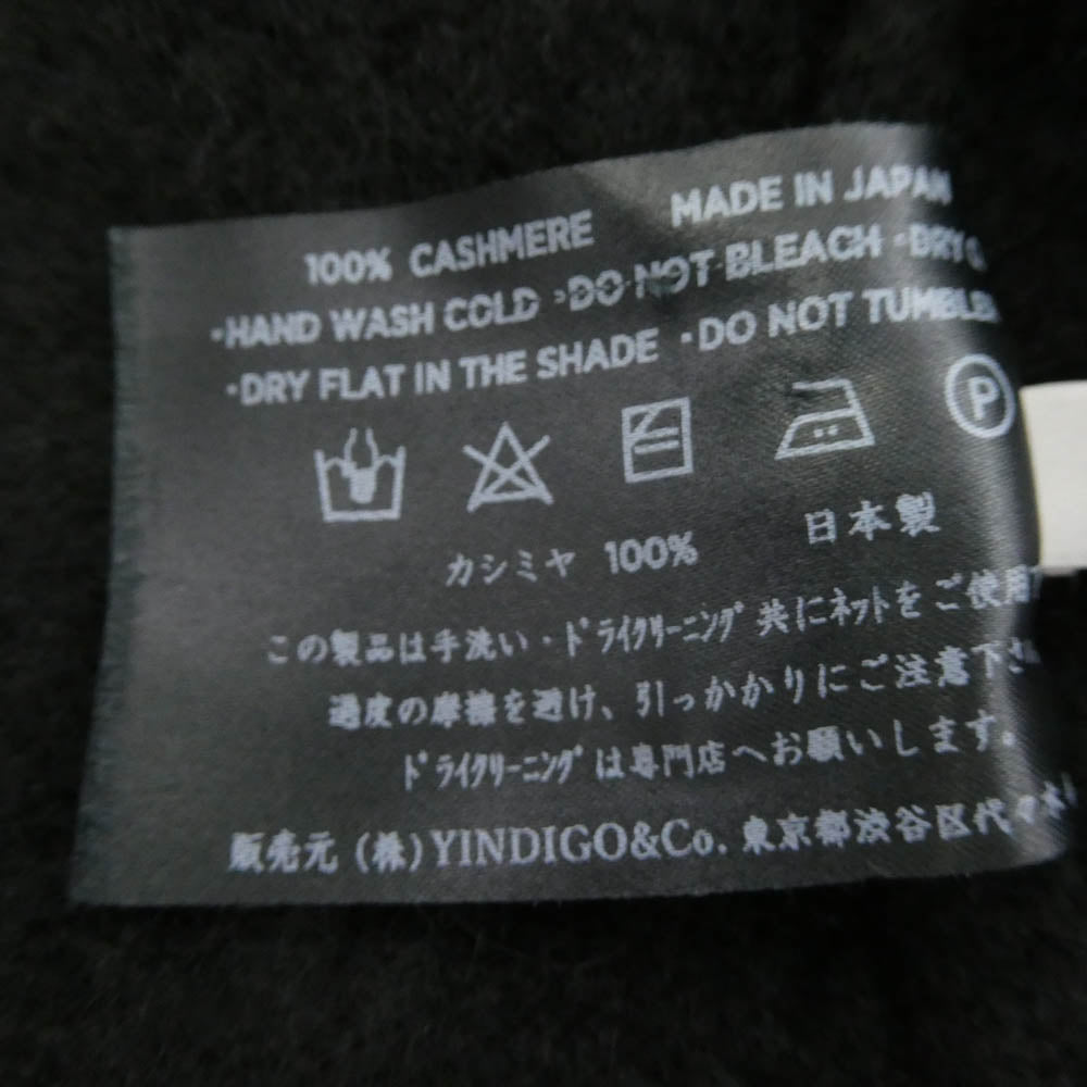 インディゴ エイエム CASHMERE GUERNSEY TOP カシミヤ ガンジー ニット ブラック系 46【中古】