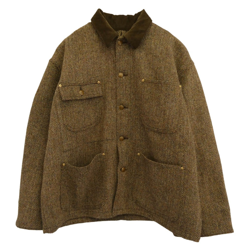 orSlow オアスロウ HARRIS TWEED RELAX FIT COVERALL ハリスツイード リラックスフィット カバーオール ジャケット ブラウン系 2【中古】