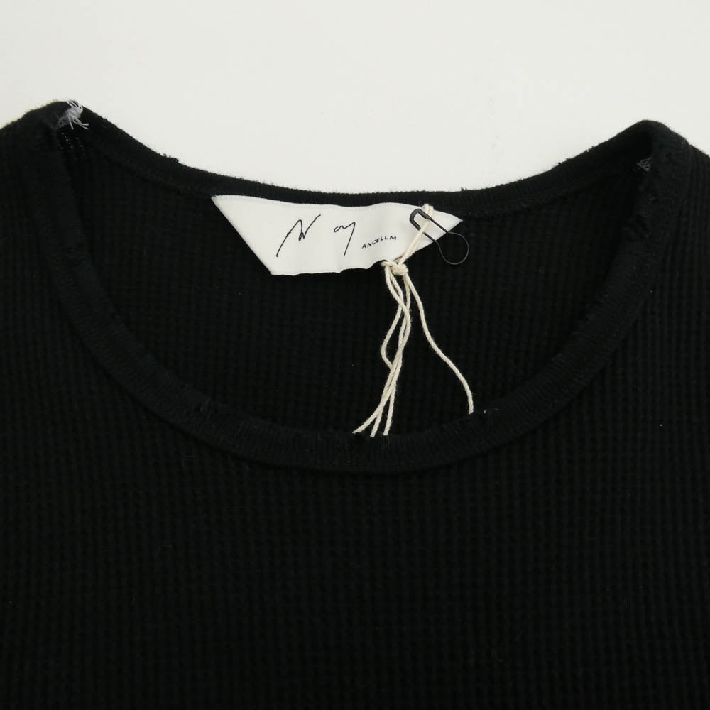 ANCELLM アンセルム anc-ct134 DAMAGE WAFFLE CREW LS T-SHIRT ダメージ ワッフル クルーネック ロングスリーブ 長袖 カットソー ブラック系 2【中古】