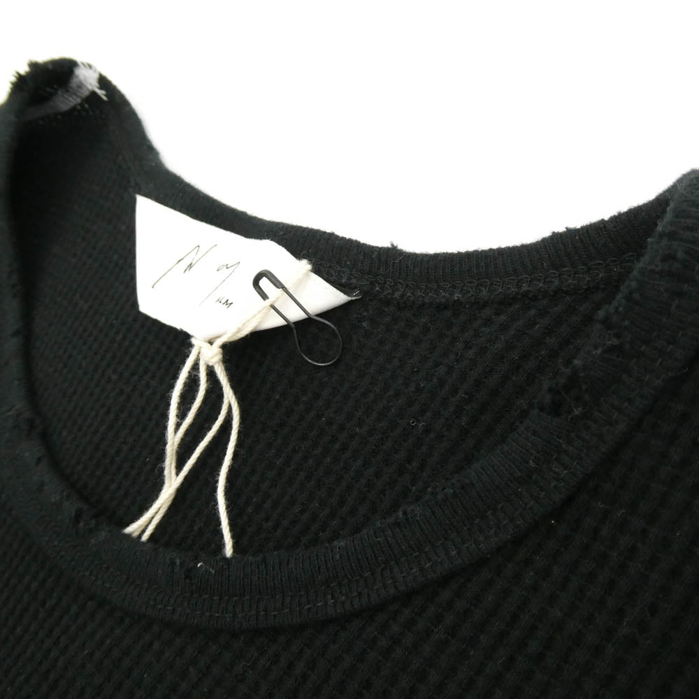 ANCELLM アンセルム anc-ct134 DAMAGE WAFFLE CREW LS T-SHIRT ダメージ ワッフル クルーネック ロングスリーブ 長袖 カットソー ブラック系 2【中古】