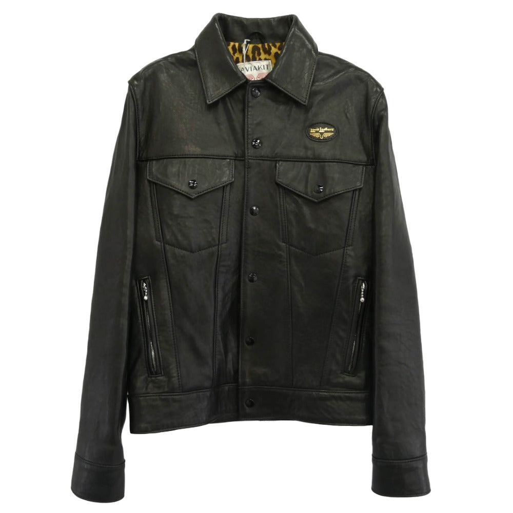 HYSTERIC GLAMOUR ヒステリックグラマー 18SS 02181LB01 × Lewis Leathers ルイスレザー Western Jacket ウエスタン レザー トラッカー ジャケット ブラック系 S【美品】【中古】