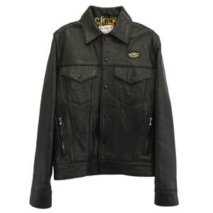 HYSTERIC GLAMOUR ヒステリックグラマー 18SS 02181LB01 × Lewis Leathers ルイスレザー Western Jacket ウエスタン レザー トラッカー ジャケット ブラック系 S【美品】【中古】