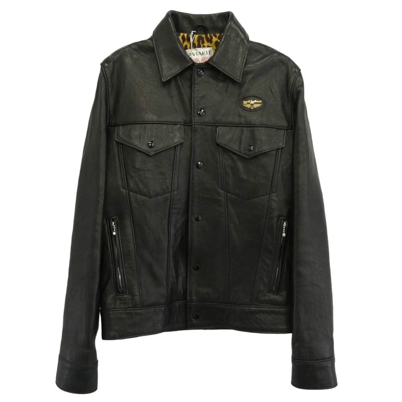 HYSTERIC GLAMOUR ヒステリックグラマー 18SS 02181LB01 × Lewis Leathers ルイスレザー Western Jacket ウエスタン レザー トラッカー ジャケット ブラック系 S【美品】【中古】