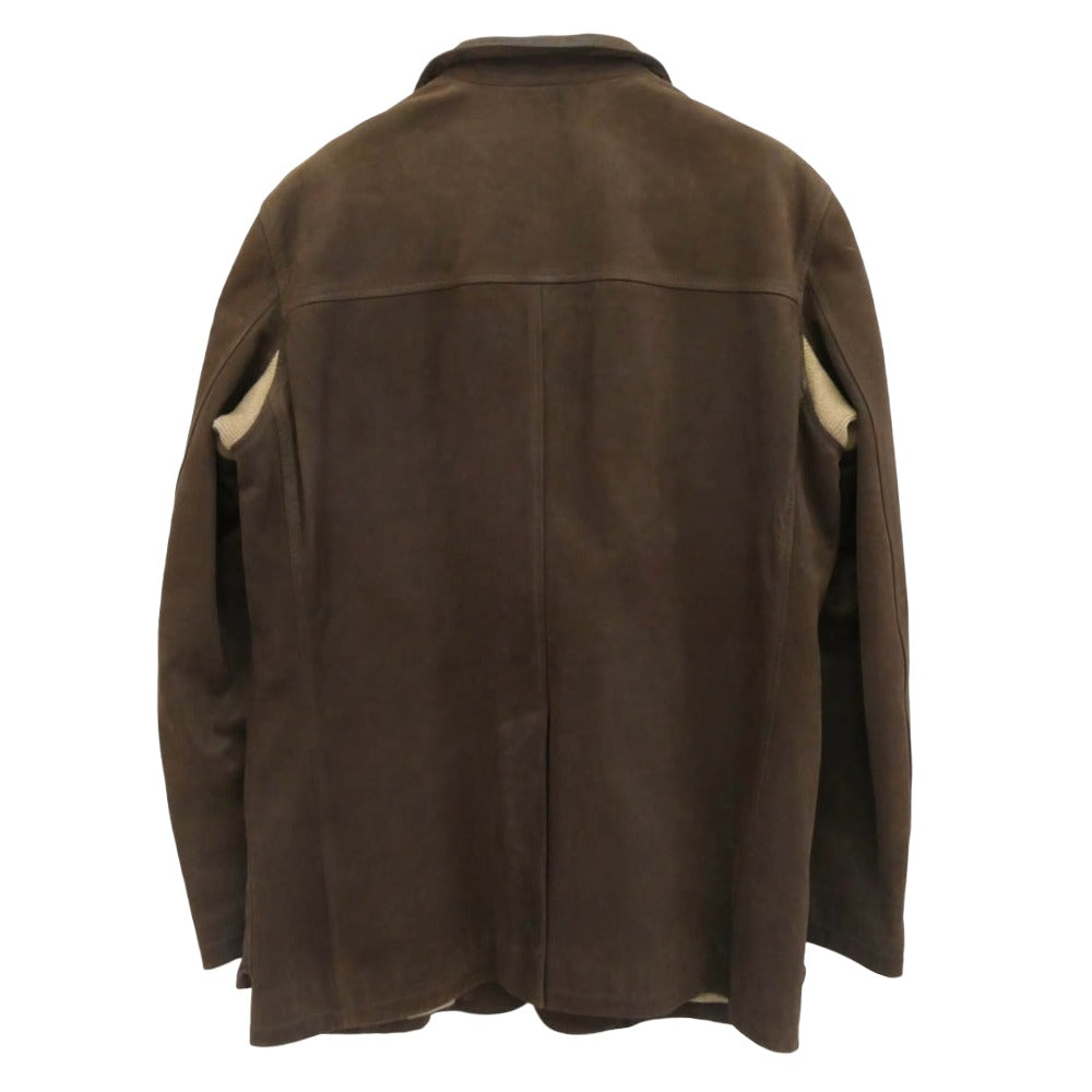 Loro Piana ロロピアーナ イタリア製 裏地カシミヤ カウレザー 3B テーラード ジャケット ブラウン系 L【中古】