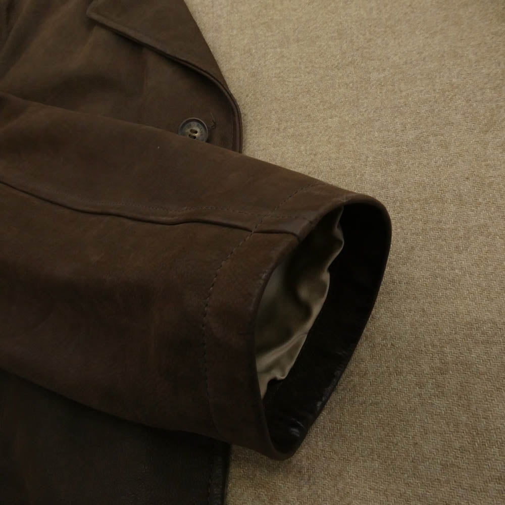 Loro Piana ロロピアーナ イタリア製 裏地カシミヤ カウレザー 3B テーラード ジャケット ブラウン系 L【中古】