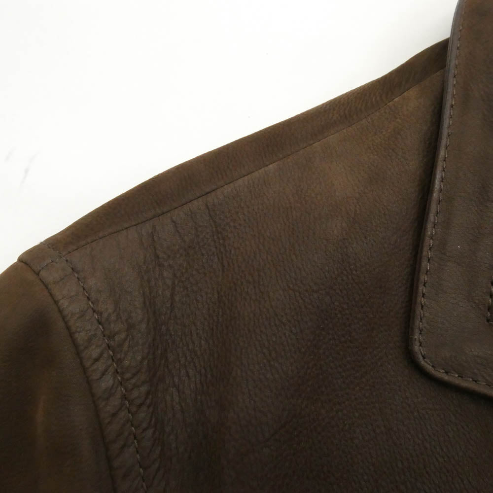 Loro Piana ロロピアーナ イタリア製 裏地カシミヤ カウレザー 3B テーラード ジャケット ブラウン系 L【中古】