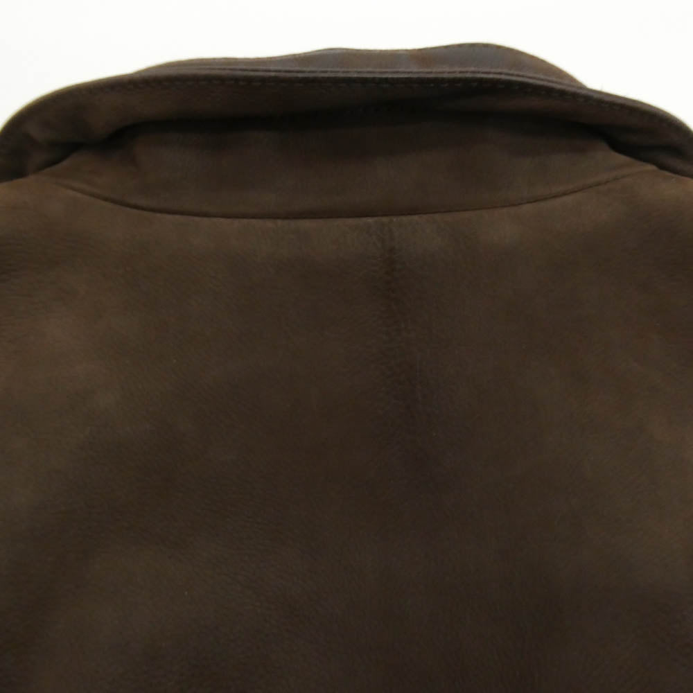 Loro Piana ロロピアーナ イタリア製 裏地カシミヤ カウレザー 3B テーラード ジャケット ブラウン系 L【中古】