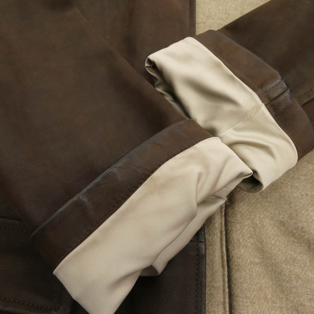 Loro Piana ロロピアーナ イタリア製 裏地カシミヤ カウレザー 3B テーラード ジャケット ブラウン系 L【中古】