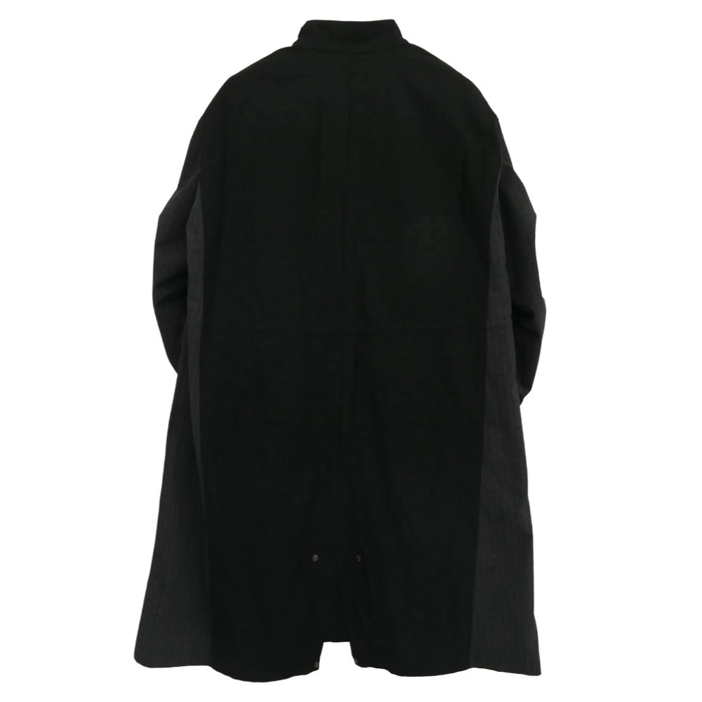 フラボワ B1524RFC015 M-65 綿バックサテン生地 ストライプスーツ切替 フリースライナー付属 エムロク モッズコート ブラック系 2【中古】