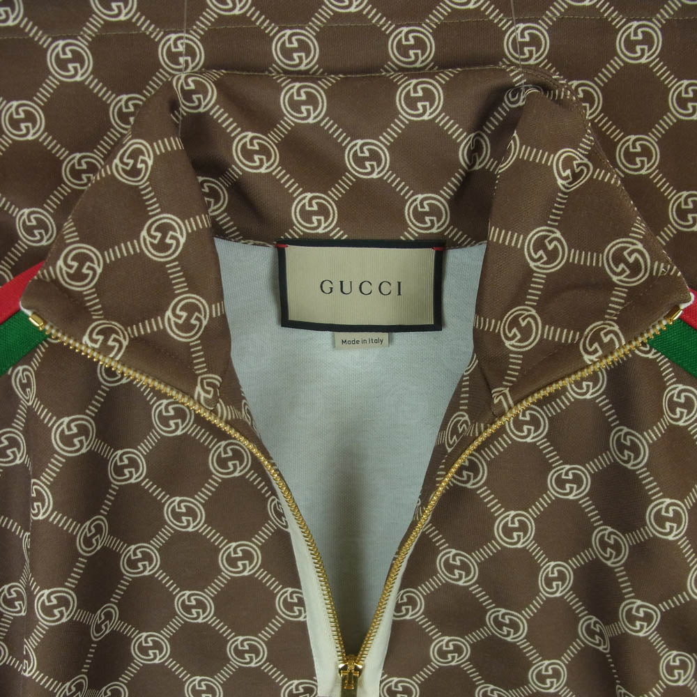 GUCCI グッチ 678689 XJD1G インターロッキングG シェリーライン サイドライン テクニカル ロング トラックジャージー ドレス ワンピース ブラウン系 XXXS【極上美品】【中古】