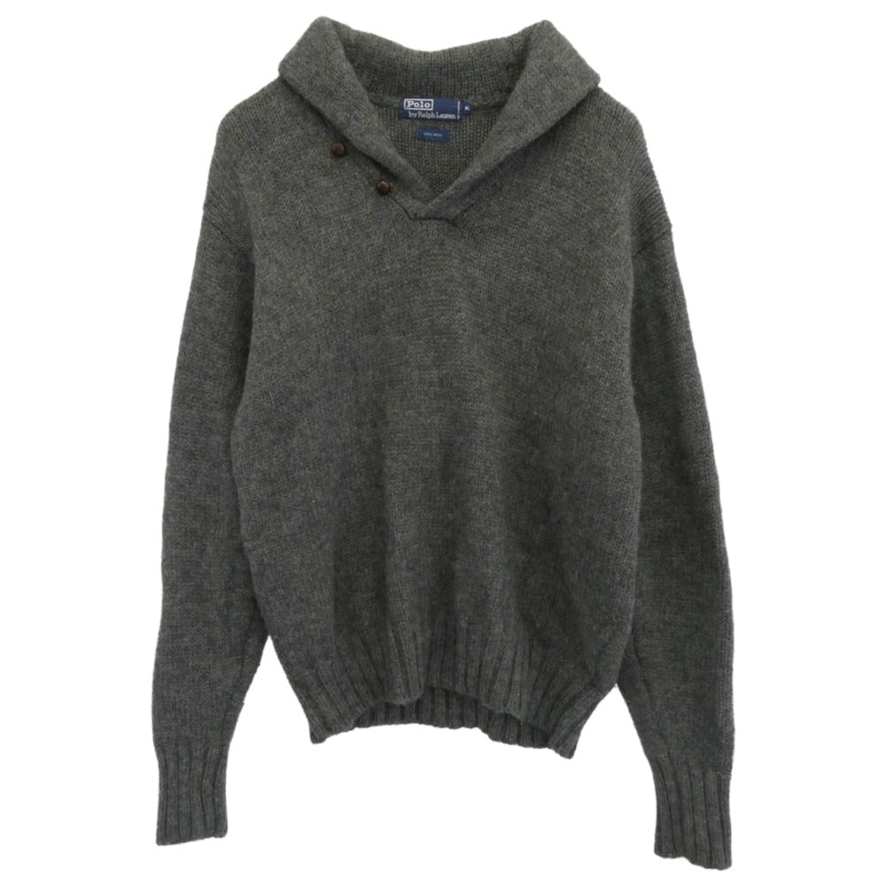 POLO RALPH LAUREN ポロ・ラルフローレン 90s 00s ショールカラー ウール ニット セーター グレー系 XL【中古】
