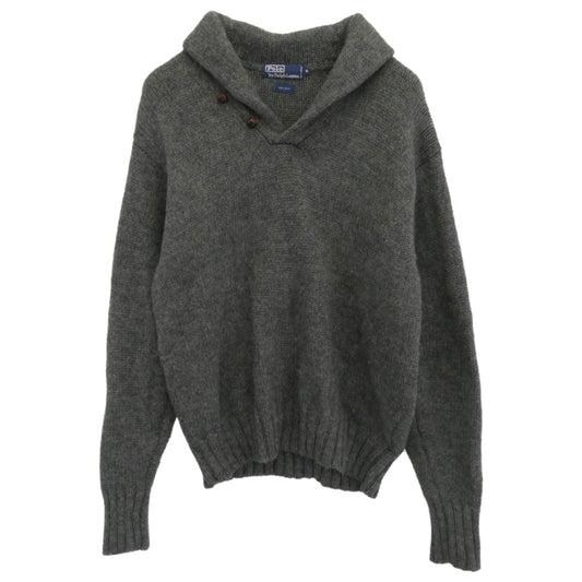 POLO RALPH LAUREN ポロ・ラルフローレン 90s 00s ショールカラー ウール ニット セーター グレー系 XL【中古】