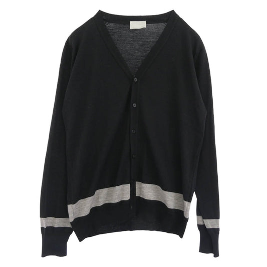 JOHN SMEDLEY ジョンスメドレー MHM1062 0380253 英国製 MARGARET HOWELL マーガレットハウエル 別注 ウール カーディガン ブラック系 L【中古】