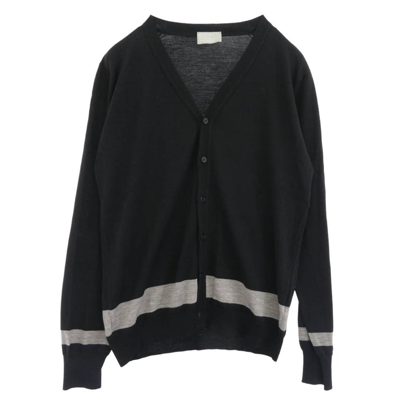 JOHN SMEDLEY ジョンスメドレー MHM1062 0380253 英国製 MARGARET HOWELL マーガレットハウエル 別注 ウール カーディガン ブラック系 L【中古】