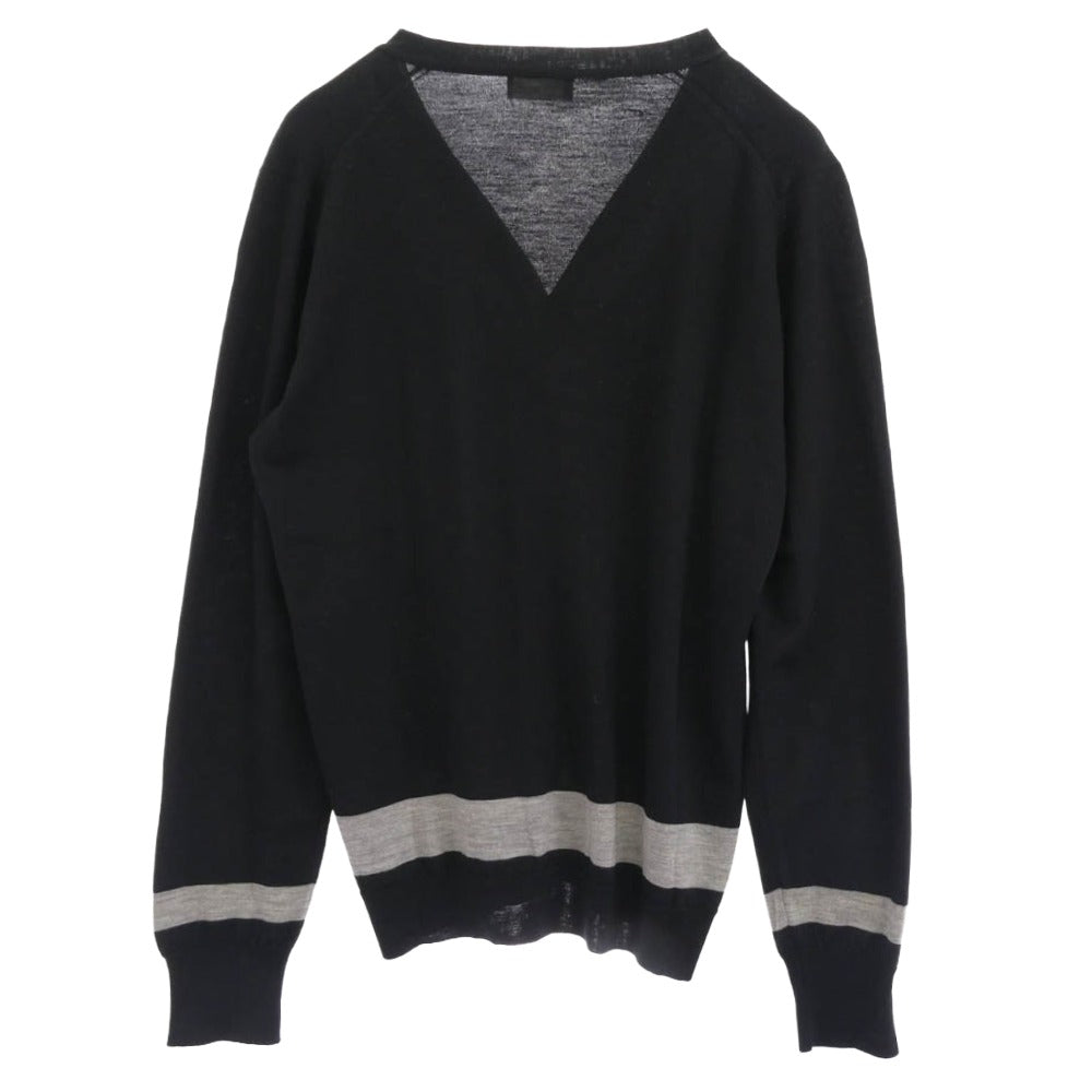 JOHN SMEDLEY ジョンスメドレー MHM1062 0380253 英国製 MARGARET HOWELL マーガレットハウエル 別注 ウール カーディガン ブラック系 L【中古】