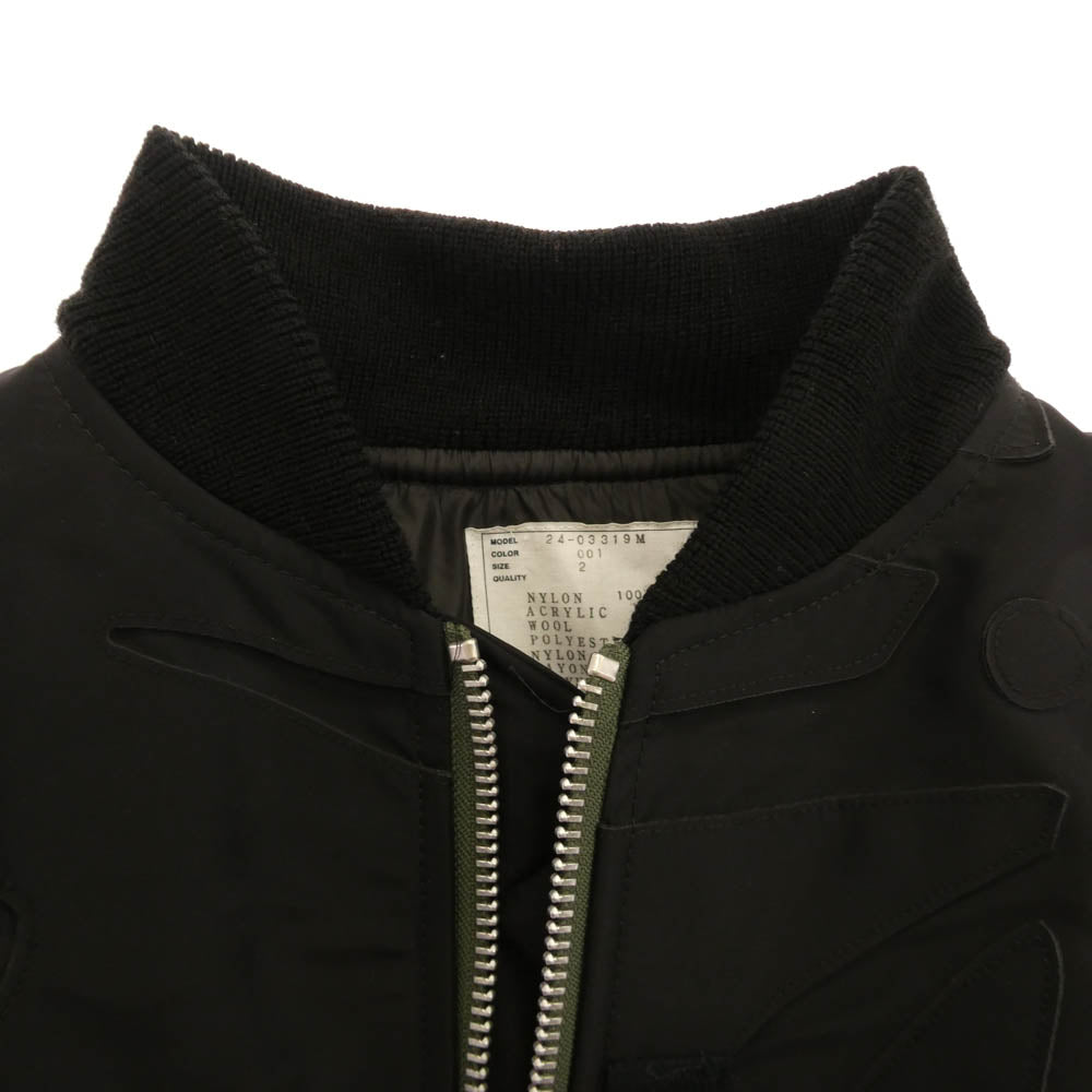 Sacai サカイ 24SS 24-03319M Nylon Twill Embroidered Patch Blouson MA-1 ブルゾン ナイロンジャケット ブラック系 2【中古】