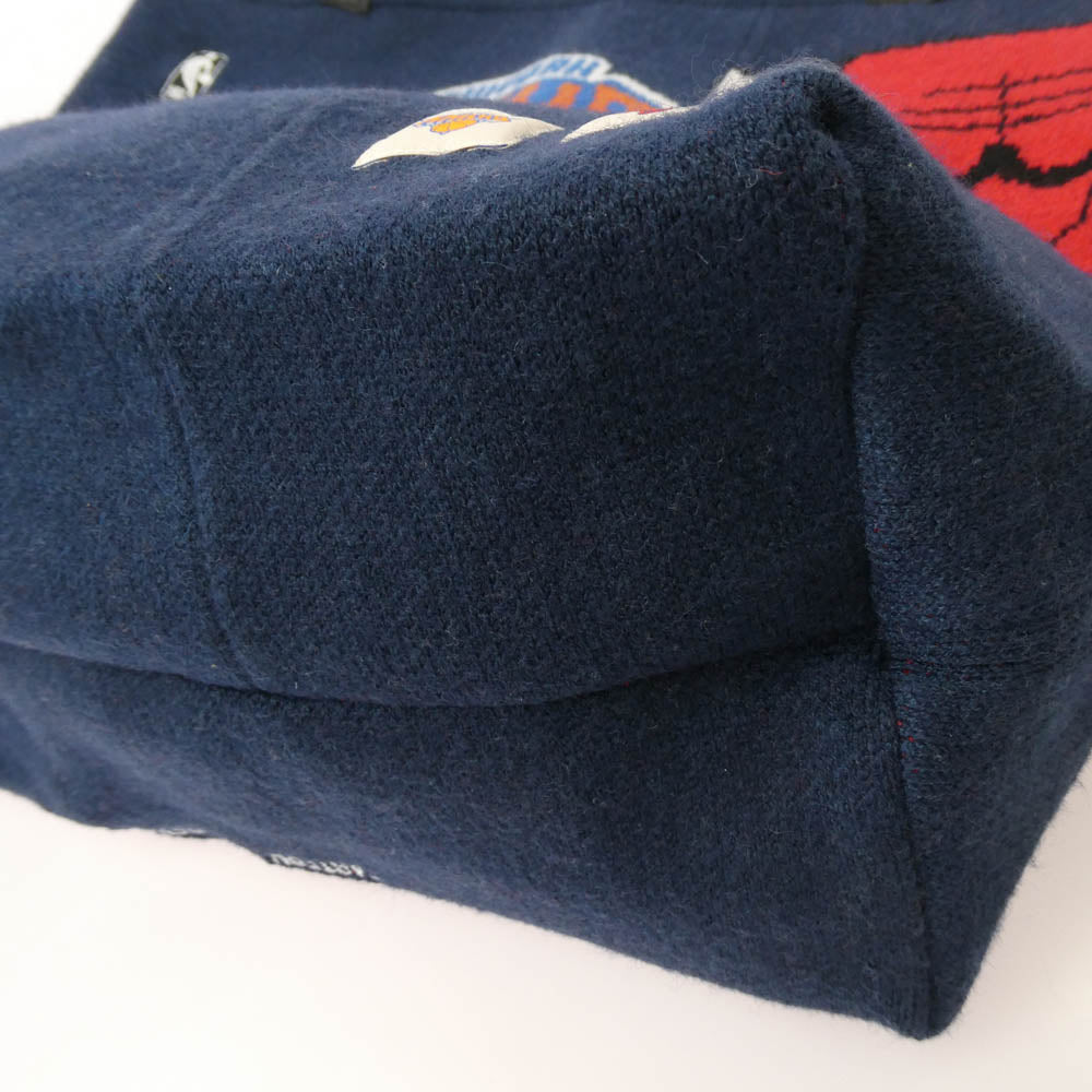 WIND AND SEA ウィンダンシー WDS-C-NBA-26-Q1-AC-01 NBA Jacquard Knit Carryall Bag ジャカード ニット トートバッグ ネイビー系 FREE【極上美品】【中古】