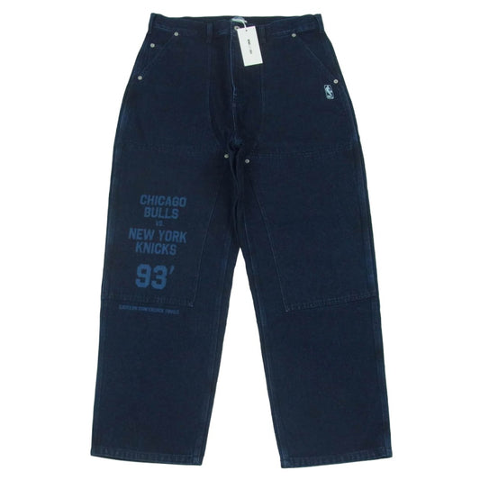 WIND AND SEA ウィンダンシー WDS-C-NBA-26-Q1-PT-01 NBA Jacquard Knit Combo Pant ジャカード ニット コンボ デニム パンツ インディゴブルー系 L【極上美品】【中古】