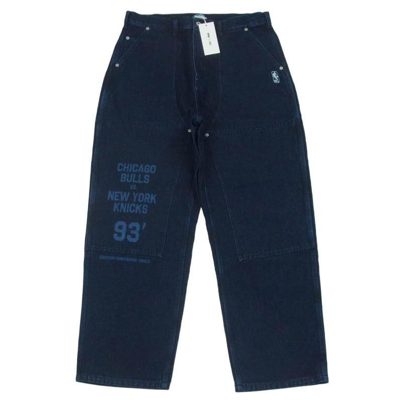 WIND AND SEA ウィンダンシー WDS-C-NBA-26-Q1-PT-01 NBA Jacquard Knit Combo Pant ジャカード ニット コンボ デニム パンツ インディゴブルー系 L【極上美品】【中古】