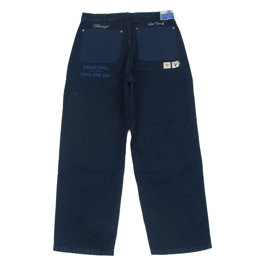 WIND AND SEA ウィンダンシー WDS-C-NBA-26-Q1-PT-01 NBA Jacquard Knit Combo Pant ジャカード ニット コンボ デニム パンツ インディゴブルー系 L【極上美品】【中古】