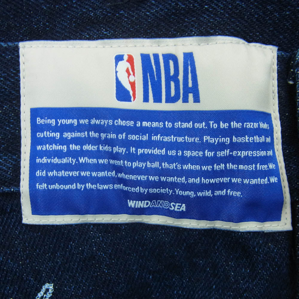 WIND AND SEA ウィンダンシー WDS-C-NBA-26-Q1-PT-01 NBA Jacquard Knit Combo Pant ジャカード ニット コンボ デニム パンツ インディゴブルー系 L【極上美品】【中古】