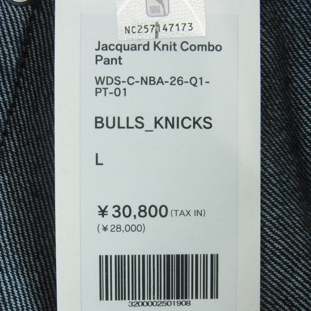 WIND AND SEA ウィンダンシー WDS-C-NBA-26-Q1-PT-01 NBA Jacquard Knit Combo Pant ジャカード ニット コンボ デニム パンツ インディゴブルー系 L【極上美品】【中古】