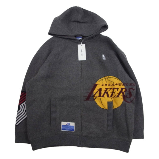 WIND AND SEA ウィンダンシー WDS-C-NBA-26-Q1-CS-01 NBA Jacquard Knit Hoodie ニット フーディー ジャケット ダークブラウン系 XL【極上美品】【中古】
