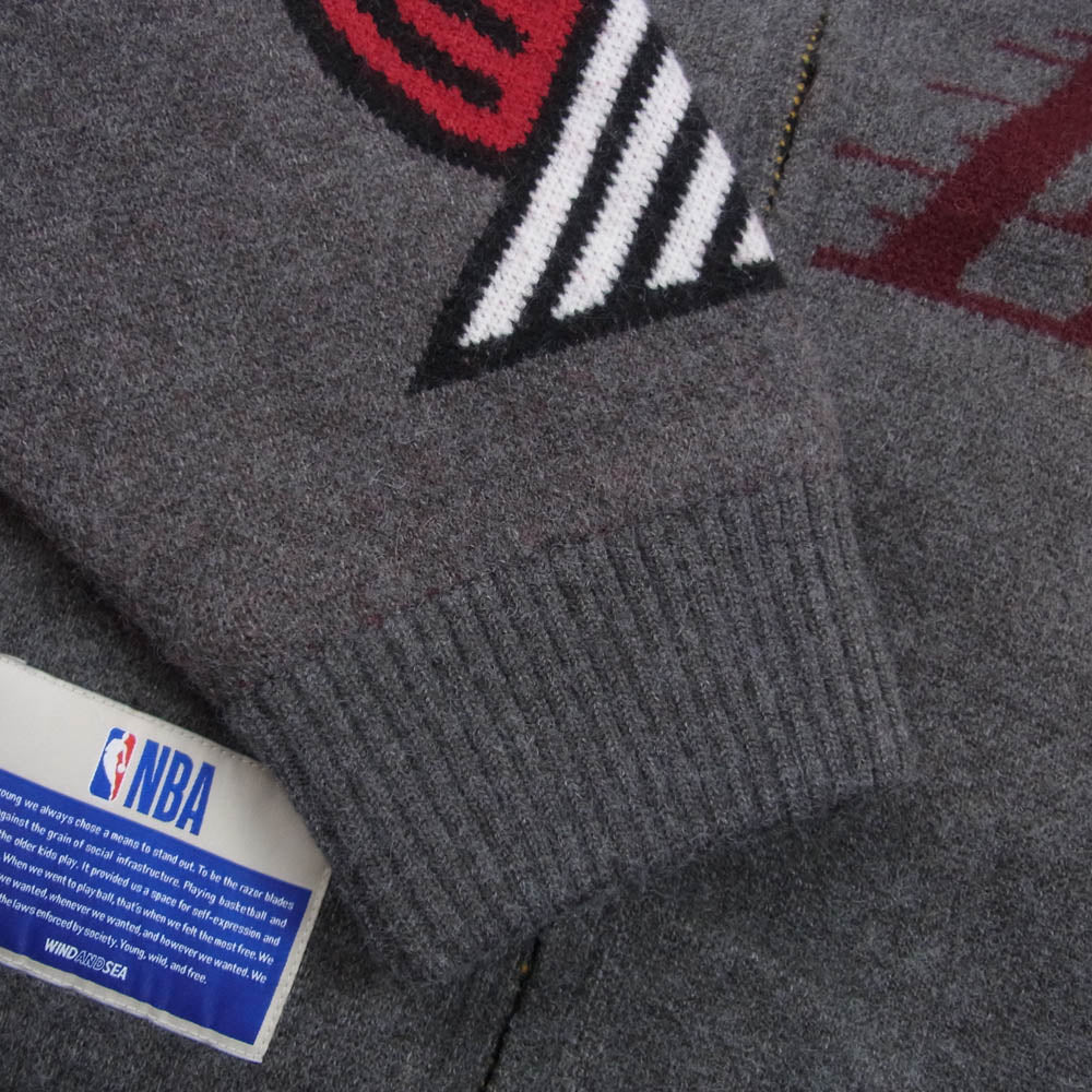WIND AND SEA ウィンダンシー WDS-C-NBA-26-Q1-CS-01 NBA Jacquard Knit Hoodie ニット フーディー ジャケット ダークブラウン系 XL【極上美品】【中古】