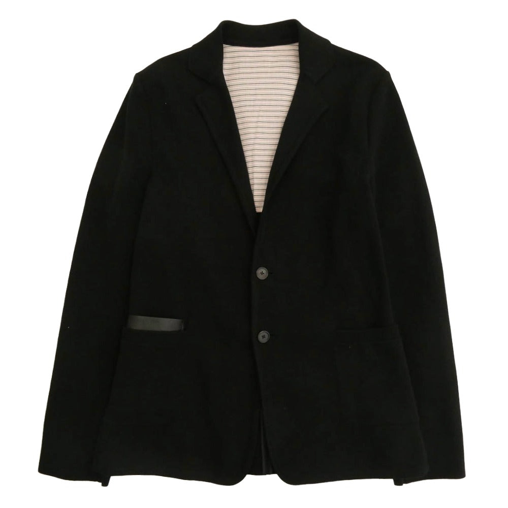 LOUIS VUITTON ルイ・ヴィトン H5KN50MS7 レザーポケット切替 2B ニット生地 テーラードジャケット ブラック系 S【中古】