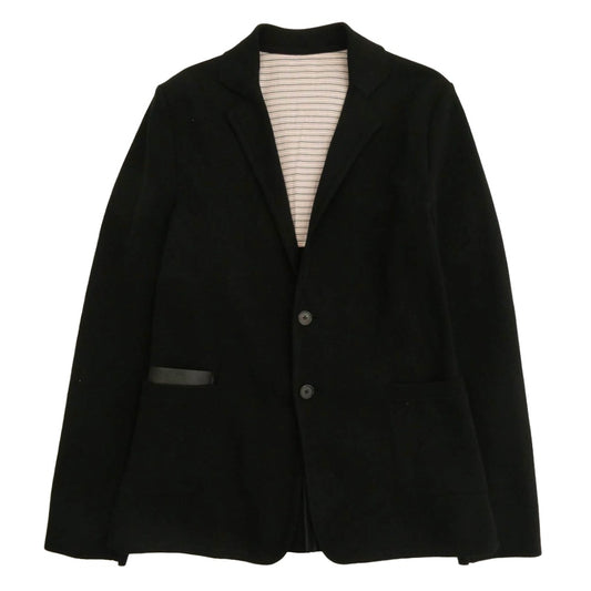 LOUIS VUITTON ルイ・ヴィトン H5KN50MS7 レザーポケット切替 2B ニット生地 テーラードジャケット ブラック系 S【中古】