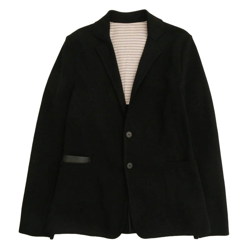 LOUIS VUITTON ルイ・ヴィトン H5KN50MS7 レザーポケット切替 2B ニット生地 テーラードジャケット ブラック系 S【中古】