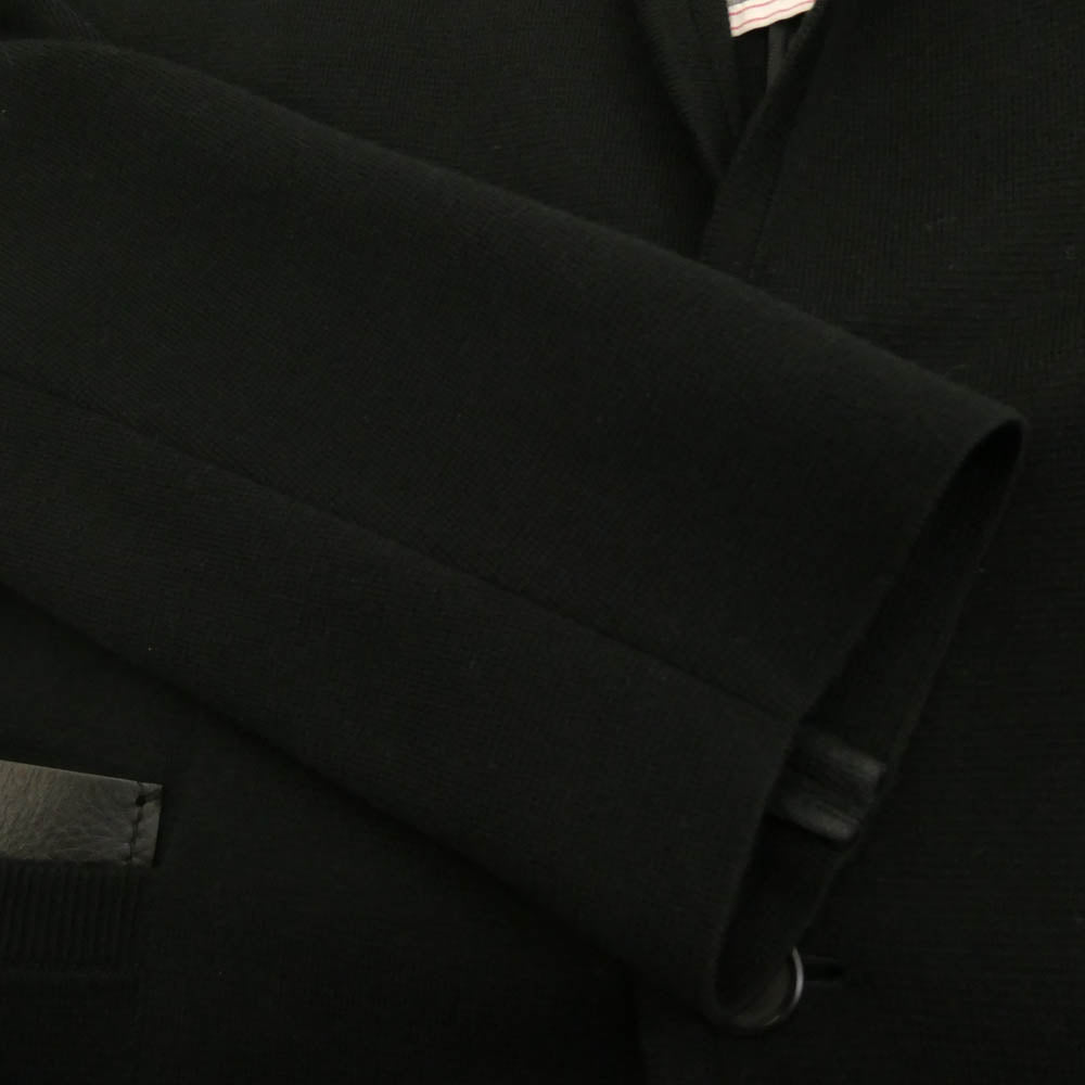 LOUIS VUITTON ルイ・ヴィトン H5KN50MS7 レザーポケット切替 2B ニット生地 テーラードジャケット ブラック系 S【中古】