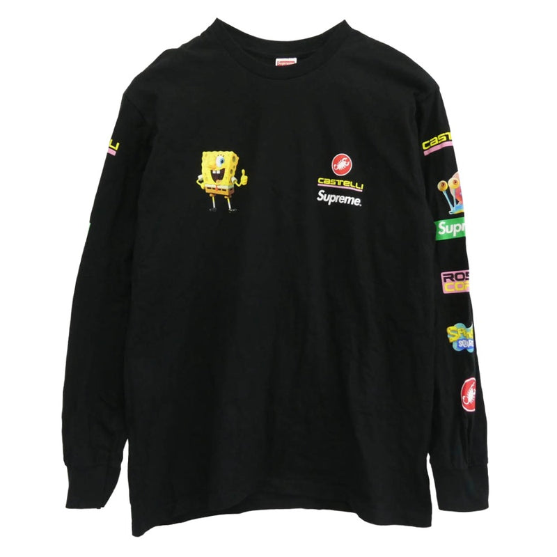 Supreme シュプリーム 25SS SpongeBob Castelli Racing L/S Tee スポンジボブ カステリ レーシング 長袖 Tシャツ ブラック系 M【中古】
